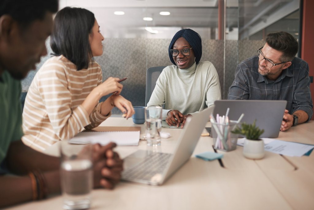 People collaborating in a meeting